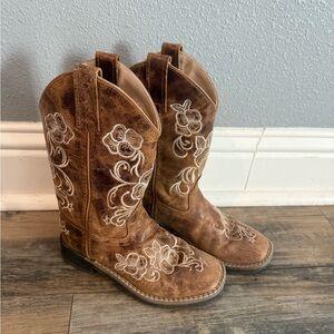 Brown Embroidered Cowboy Boots